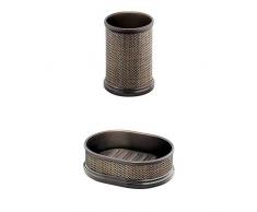 InterDesign Twillo Becher für das Bad - Bronzefarben + Twillo Seifenschale, bronze