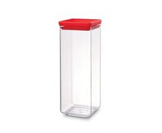 Brabantia 290046 Stapelbare Vorratsdose, rechteckig, 2.5 L, Plastik, tasty colours rot, 11 x 11 x 29,5cm