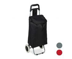 Relaxdays Einkaufstrolley klappbar, Abnehmbare Tasche 28 L, Einkaufswagen mit Rollen HxBxT: 92,5 x 42 x 28 cm, schwarz