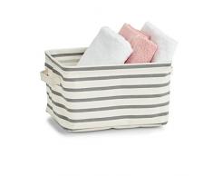 Zeller 14257 Aufbewahrungskorb Stripes, Canvas, grau, ca. 28 x 21 x 16 cm