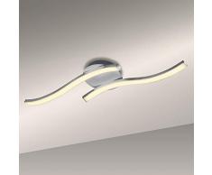 Briloner Leuchten – LED Deckenleuchte, wellenförmige Deckenlampe, 2-flammig, 2 x 6W, warm weißes Licht, 55.4 cm, aluminiumfarbig