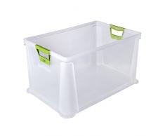 keeeper Aufbewahrungsbox mit Softgriffen, 59 x 39 x 32 cm, 64 l, Luis, Transparent