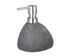WENKO Seifenspender Pion - Flüssigseifen-Spender, Spülmittel-Spender Fassungsvermögen: 0,36 l, Keramik, 11,5 x 14,5 x 9 cm, grau