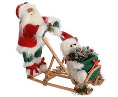 WeRChristmas 42 cm, Weihnachtsmann mit Schlitten, Weihnachtsdekoration, Das Sich Bei Hitze Ausdehnt Und Einen