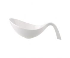 Villeroy & Boch Flow Schüssel, mit Griff, für große Salate/Suppen/Pasta, Premium Porzellan, spülmaschinen- und mikrowellengeeignet, weiß, 1800 ml