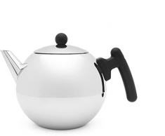 Bredemeijer Teekanne Bella Ronde 1,2L mit flachem Boden schwarz, Edelstahl, Chromfarben, 145x236x160mm