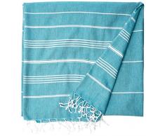 CACALA Pestemal Decke Mehrzweck-Bett oder Couch werfen, 100% reine Baumwolle, aquamarin, 150 x 200 x 0.5cm