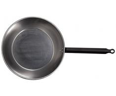 La Valenciana Bratpfanne, poliertes Eisen, flach, 18 cm, einzelner Griffstiel, Schwarz, schwarz, 30 cm