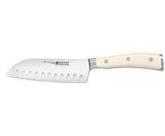 Wüsthof Santoku, Classic Ikon Crème (4172-6), 14 cm Klinge mit Kullenschliff, asiatisches Küchenmesser, geschmiedetes Design-Messer, weißer Griff
