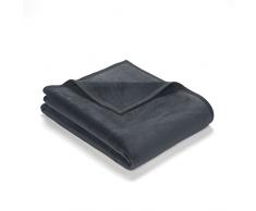 Ibena Porto Kuscheldecke 150x200 cm - Wolldecke dunkelgrau einfarbig, pflegeleichte Baumwollmischung, kuschelig weich und angenehm warm