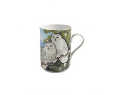 Maxwell & Williams PBW1005 Birds of the World Becher, Kaffeebecher, Tasse mit Vogelmotiv: Schneeeule, in Geschenkbox, Porzellan