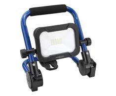 ANSMANN Akku Baustrahler LED 10W – Arbeitsstrahler mit drei Leuchtstufen und farbechter Wiedergabe CRI >80, aufladbare Arbeitsleuchte IP54 wetterfest, Standfuß mit Stativ Montagevorrichtung