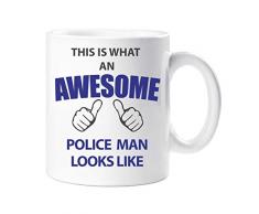 60 Second Makeover Limited 60SECMUG509 Tasse mit Aufschrift „60 Second Makeover This Is What An Awesome Police Man Looks Like“, Geschenk für Geburtstag, Weihnachten, keramik, weiß