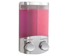 COMPACTOR Doppelter Seifenspender für an die Wand, 360 ml Fassungsvermögen pro Reservoir, Kunststoff mit verchromtem Stahl-Finish RAN6016
