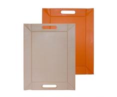 Freeform Tablett, zweifarbig, wendbar, Kunstleder, Kunstleder, Orange - Taupe, 45 x 35 cm