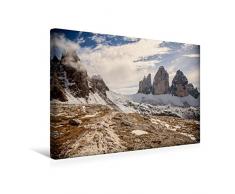 Premium Textil-Leinwand 45 x 30 cm Quer-Format Drei Zinnen Gipfel im Schnee | Wandbild, HD-Bild auf Keilrahmen, Fertigbild auf hochwertigem Vlies, Leinwanddruck von Val Thoermer