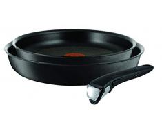 Tefal L65091 Ingenio Expertise Pfannen-Set, 22 + 26 cm, inklusive Griff, induktionsgeeignet, antihaftversiegelt, schwarz