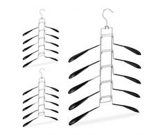Relaxdays Mehrlagiger Kleiderbügel 3er Set, 5 Bügel pro Aufhängung, Oberbekleidung, platzsparend und rutschfest, schwarz, 3 Stück