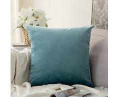 MIULEE 2 Stück, SAMT Weiches Solide Dekorativen Überwurf Kissenbezüge Set, quadratisch Kissen für Sofa Schlafzimmer Auto 24x24 Velvet Light Green