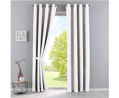 Gardinenbox Vorhänge Blickdicht »Newyork« Weiß HxB 225x140 cm 2er-Pack Thermo-Gardinen Verdunkelungsvorhang Blackout Ösen schalldämmend ÖKOTEX UV-Schutz Raffhalter, 201920600-2