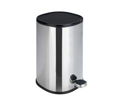 Wenko Kosmetik Treteimer Nant Easy-Close Kosmetikeimer, Mülleimer mit Absenkautomatik Fassungsvermögen 5 l, Edelstahl rostfrei, Silber glänzend, 27,3 x 30 x 20,5 cm