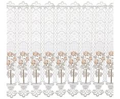 Plauener Spitze by Modespitze, Store Bistro Gardine Scheibengardine mit Stangendurchzug, hochwertige Stickerei, Höhe 62 cm, Breite 144 cm, Creme/Beige/Lachs