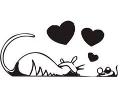 INDIGOS 4250380591681 Wandtattoo w049 Katze und Maus Wandaufkleber in 3 Größen, schwarz