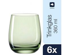 Leonardo Sora Becher klein Verde, 6-er Set, 360 ml, hellgrünes Kristall-Glas mit Colori-Hydroglasur, 018196