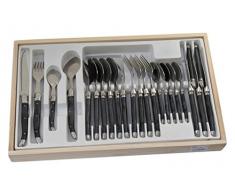 Laguiole Besteck-Set, 24-teilig, blau marmorierte Griffe