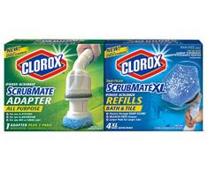 Clorox Set und Scrubmate XL Badewanne und Fliesen Combo vorgeseifte Scheuerpads und Universal-Adapter für Power-Schrubber, Blau