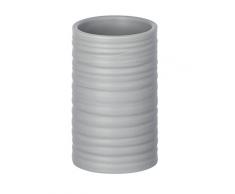 Wenko Zahnputzbecher Mila Zahnbürstenhalter, für Zahnbürste und Zahnpasta, Keramik, Ø 6, 5 x 10, 5 cm, grau