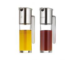 WMF Basic Essig-und Öl-Set, 2-teilig, 120ml, Essigspender, Ölspender mit Aromadeckel und Rücklauföffnung, Cromargan Edelstahl mattiert, spülmaschinengeeignet