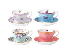 Candy by Royal Albert Mixed Teetasse und Untertassen, Set von 4