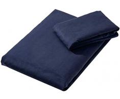 AmazonBasics Mikrofaser Sporthandtuch-Set (1 Badetuch & 1 Handtuch), Schwarz/Blau, 180 x 90 cm (Badetuch ) 80 x 40 cm (Handtuch)