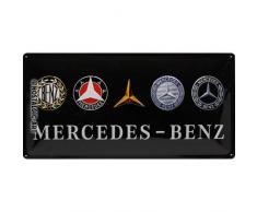 Nostalgic-Art Retro Blechschild - Mercedes-Benz - Logo Evolution, Vintage Geschenk-Idee für Mercedes Accessoires Fans, zur Dekoration, 25 x 50 cm