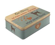 Nostalgic-Art 30743, PfotenSchild-EIN Haus ist kein echtes Zuhause, Vorratsdose Flach, Metall, 23 x 16 x 7 cm