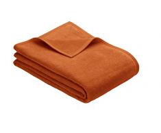 Ibena Porto Kuscheldecke 180x220 cm - Wolldecke orange einfarbig, pflegeleichte Baumwollmischung, kuschelig weich und angenehm warm