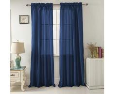 RT Designers Collection Nikki Faux Silk Rod Pocket Vorhang, Polyester, Navy, 54 x 90 in