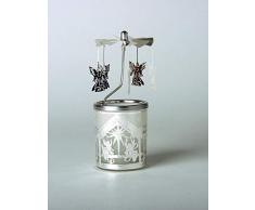 Kerzenfarm Hahn Glaskarussell Teelichthalter Windlicht 84343 Motiv Engel Größe 16 x 6 x 6 cm Glaskarussel, Glas, Silber, 6 cm