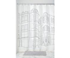 iDesign 56920EU Cityscape Duschvorhang aus Stoff, 180 x 180 cm, schwarz/weiß