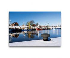 Premium Textil-Leinwand 75 x 50 cm Quer-Format Fischerhafen von Greetsiel | Wandbild, HD-Bild auf Keilrahmen, Fertigbild auf hochwertigem Vlies, Leinwanddruck von Andrea Dreegmeyer