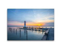 Premium Textil-Leinwand 120 x 80 cm Quer-Format Leuchtturm in Podersdorf am Neusiedler See (Österreich) | Wandbild, HD-Bild auf Keilrahmen, Fertigbild auf hochwertigem Vlies, Leinwanddruck von Christian Bosse