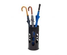 Relaxdays Regenschirmständer rund HBT 49,5 x 22,5 x 22,5 cm Metall Schirmständer mit Wasserauffangschale für Regenschirm, Gehstock oder Nordic Walking Stöcke aus Stahl mit schöner Ornamentik, schwarz