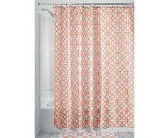 InterDesign Trellis Textil Duschvorhang | Duschabtrennung für Badewanne und Duschwanne mit Spalier-Motiv | 183 cm x 183 cm Vorhang aus Stoff | Polyester orange