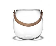 Holmegaard - DWL Glasschale mit Lederhenkel - klar Höhe 16 cm