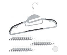 Relaxdays Kleiderbügel Set, Hosenstange, Kleid, Rock, Krawattenhalter, rutschfest, 360° drehbar, großes 30er Pack, grau