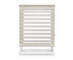 Blindecor Lira Doppelrollo, Tag und Nacht, Leinen – Cremefarben, 160 x 180 cm