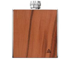 SmartWoods Flachmann Taschenflasche aus Edelstahl mit Ummantelung aus Naturholz, Sichtbeton oder Stein 177 ml hochwertige Trinkflasche Schnapsflasche Geschenkidee (Apfelbaum)