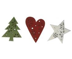 RAYHER - Holzstreuteile, Herz, Stern, Tannenbaum, 4 cm, PVC-Box 6 Stüc