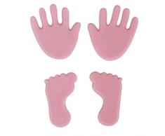 Rayher 31438262 Wachsmotiv Babyfüße/-hände, ca. 1,5 cm, Btl. 2 Babyhände aus Wachs und 2 Babyfüße aus Wachs, Kerzen verzieren, Verzierwachs, Wachsmotiv für Kerzen, rosé